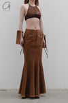 OUDE WAAG Washing Denim Fish Tail Skirt OW-23SS-SK04 reddish brown